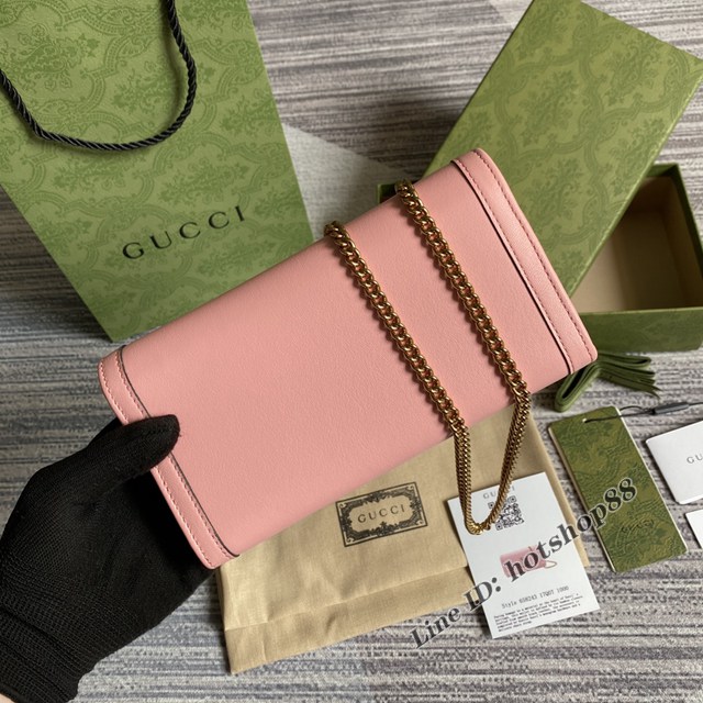 Gucci專櫃2022新款鏈條錢包 古馳竹節鎖扣女士小斜挎包658243 gqy4239
